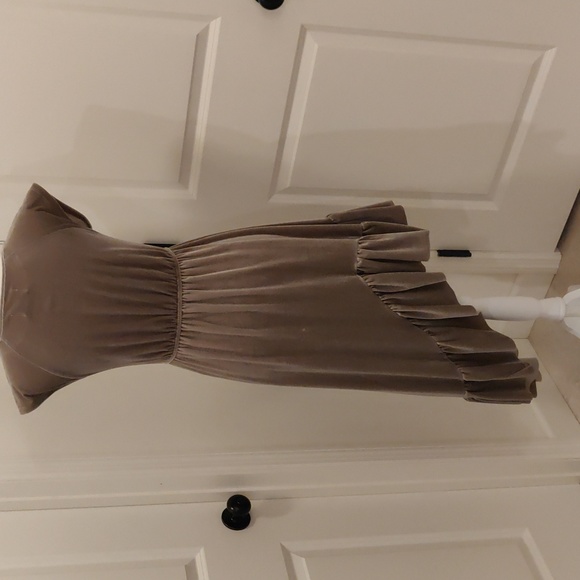 Tan VELVET MIA JOY JOY FOLIE ASYMMETRICAL DRESS sz 14 - Picture 4 of 6
